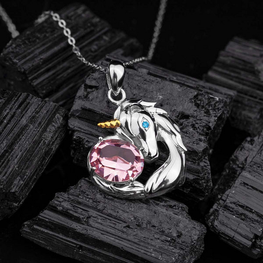Enchanted Unicorn: Swarovski Crystal Unicorn Necklace - Pure Silver Pendant Set