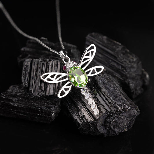 Whimsical Flight – Swarovski Crystal Dragonfly Necklace | 925 Sterling Silver Pendant Set by Rakva