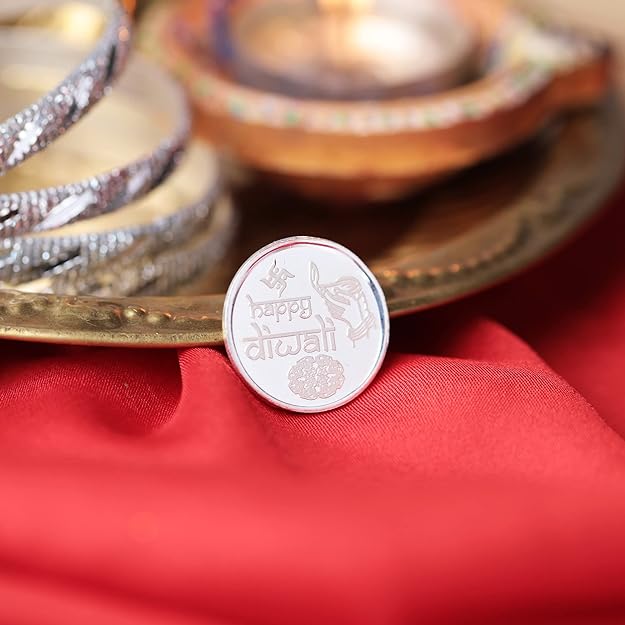 999 Purity Ganesh Lakshmi ji Silver Coins With Gift Wrap For Diwali