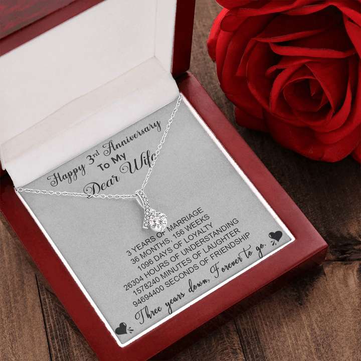 3Rd Anniversary Gift For Wife - Pure Silver Pendant With Message Card For Karwa Chauth Rakva
