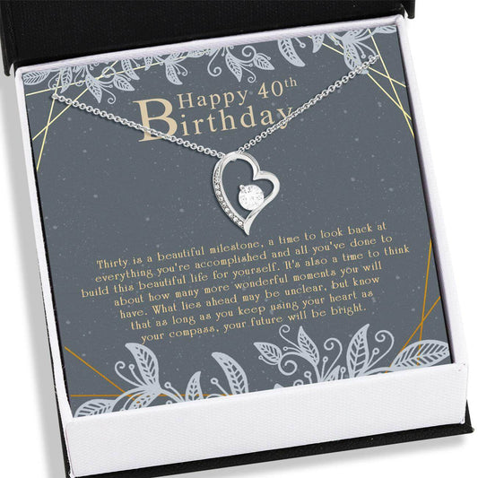 40Th Birthday Necklace “ Happy 40Th Birthday Necklace Card “ Gift For Her Birthday Necklace For Karwa Chauth Rakva
