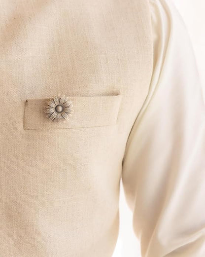 Rakva 92.5 Sterling Silver Rakhi For Brother |Flower Bracelet | 2 in 1 Brooch/Rakhi for Men and Women | With Roli Chawal Tilak for Kids