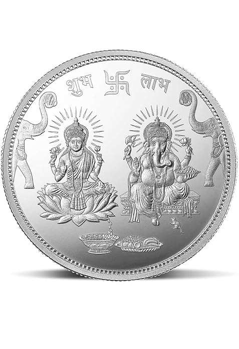 999.9 Purity Ganesh Lakshmi ji Silver Coins With Pink flower Diwali Gift Wrap For Birthday and Marriage Anniversary (Copy) Rakva