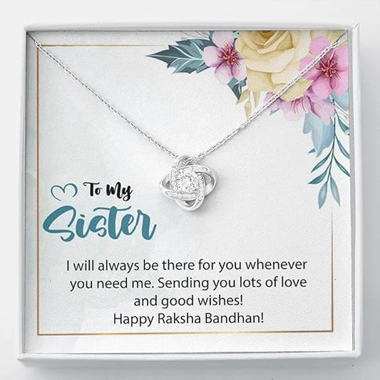 Meaningful Rakhi Gift for Sister - Pure Silver Necklace Gift Set