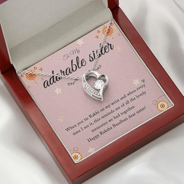 Best Jewelry Gift to Sister for Rakhi - Pure Silver Pendant and Message Card Gift Box