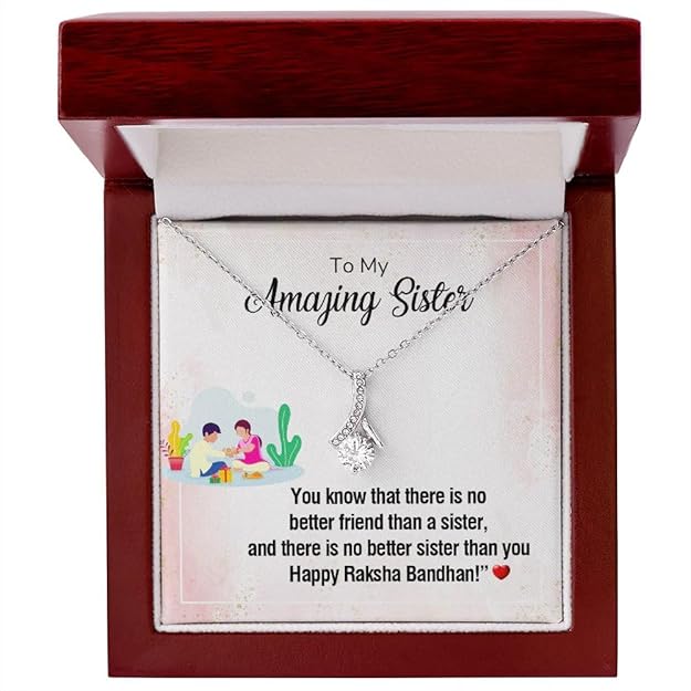 Heartfelt Gift to Sister on Rakhi - Pure Silver Pendant and Message Card Gift Box