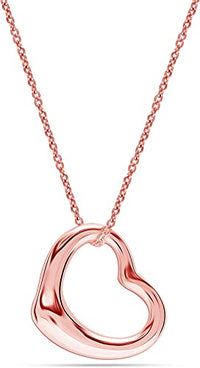 Eternal Romance – 925 Sterling Silver Rose-Gold Plated Open Heart Love Pendant Necklace for Women | Rakva