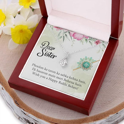 Unique Rakhi Wishing Gift for Sister - Pure Silver Pendant and Message Card Gift Box
