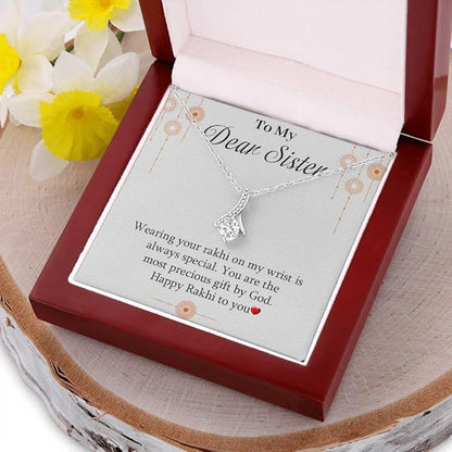 Best Rakhi Gift From Brother to Sister - Pure Silver Pendant and Message Card Gift Box