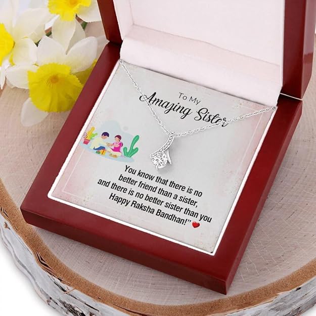 Heartfelt Gift to Sister on Rakhi - Pure Silver Pendant and Message Card Gift Box