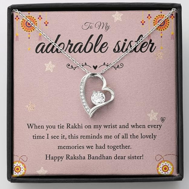 Best Jewelry Gift to Sister for Rakhi - Pure Silver Pendant and Message Card Gift Box
