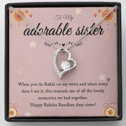 Best Jewelry Gift to Sister for Rakhi - Pure Silver Pendant and Message Card Gift Box