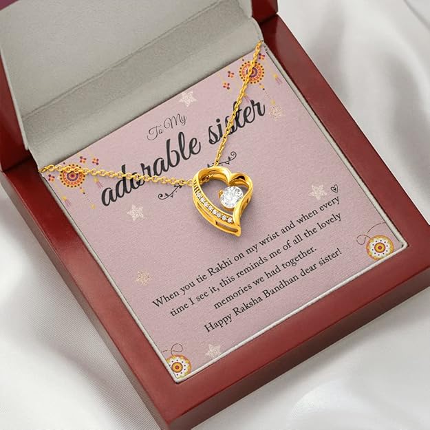 Best Jewelry Gift to Sister for Rakhi - Pure Silver Pendant and Message Card Gift Box