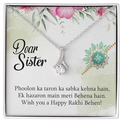 Unique Rakhi Wishing Gift for Sister - Pure Silver Necklace Gift Set