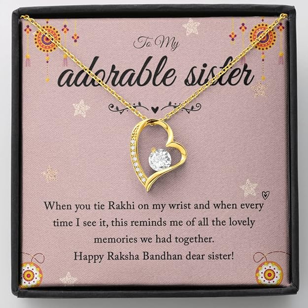 Best Jewelry Gift to Sister for Rakhi - Pure Silver Pendant and Message Card Gift Box
