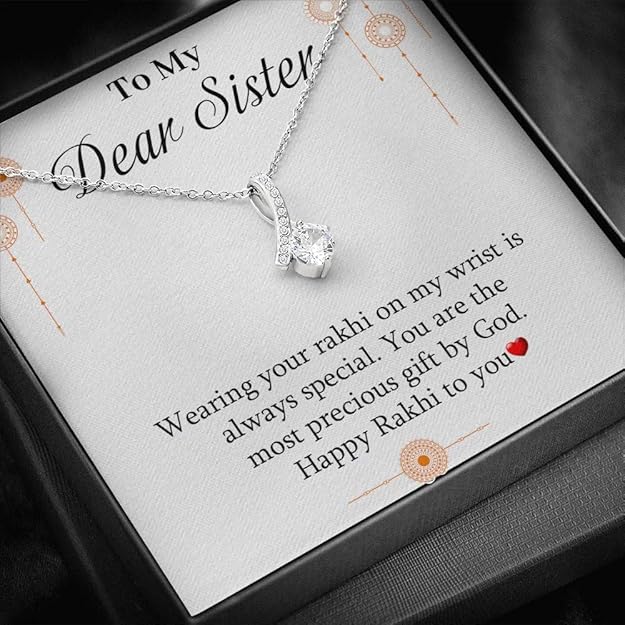 Rakva Best Rakhi Gift From Brother to Sister - Pure Silver Necklace Gift Set