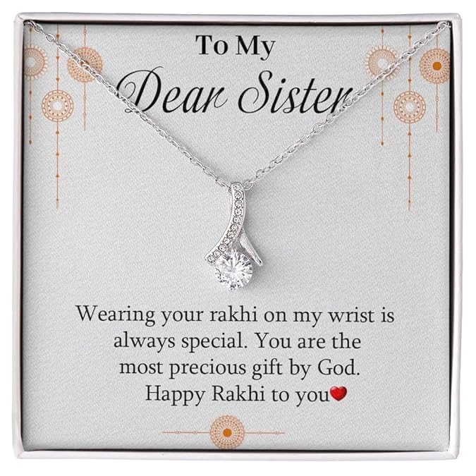 Best Rakhi Gift From Brother to Sister - Pure Silver Pendant and Message Card Gift Box