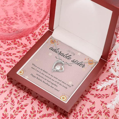 Best Jewelry Gift to Sister for Rakhi - Pure Silver Pendant and Message Card Gift Box