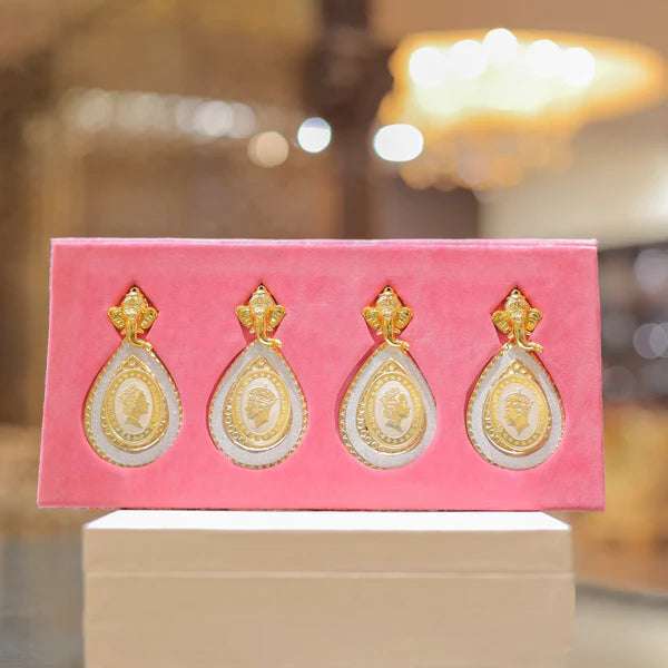 999.9 Purity King Queen Silver Coins With Gift Wrap For Diwali ( Pack Of 4) 100 gram silver coin Rakva