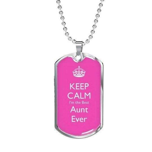 Aunt Dog Tag Custom Picture, Keep Calm Dog Tag Necklace Gift For Aunt, Auntie Rakva
