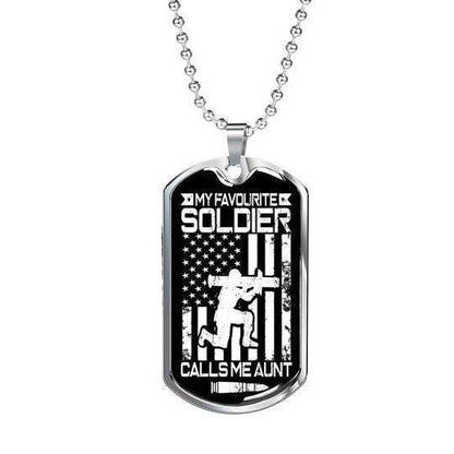 Aunt Dog Tag, Us Army Flag My Favorite Soldier Dog Tag Necklace For Auntie Rakva