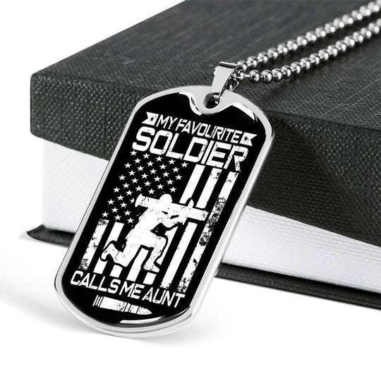 Aunt Dog Tag, Us Army Flag My Favorite Soldier Dog Tag Necklace For Auntie Rakva