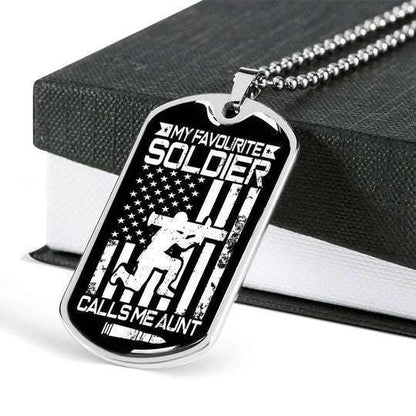 Aunt Dog Tag, Us Army Flag My Favorite Soldier Dog Tag Necklace For Auntie Rakva