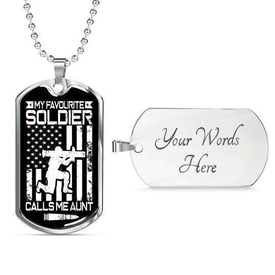 Aunt Dog Tag, Us Army Flag My Favorite Soldier Dog Tag Necklace For Auntie Rakva
