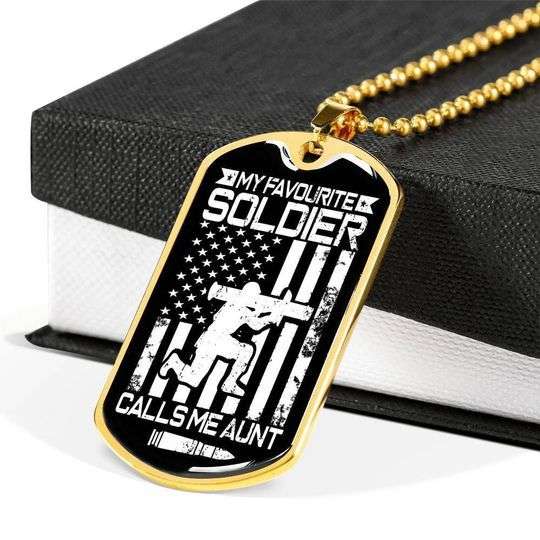 Aunt Dog Tag, Us Army Flag My Favorite Soldier Dog Tag Necklace For Auntie Rakva