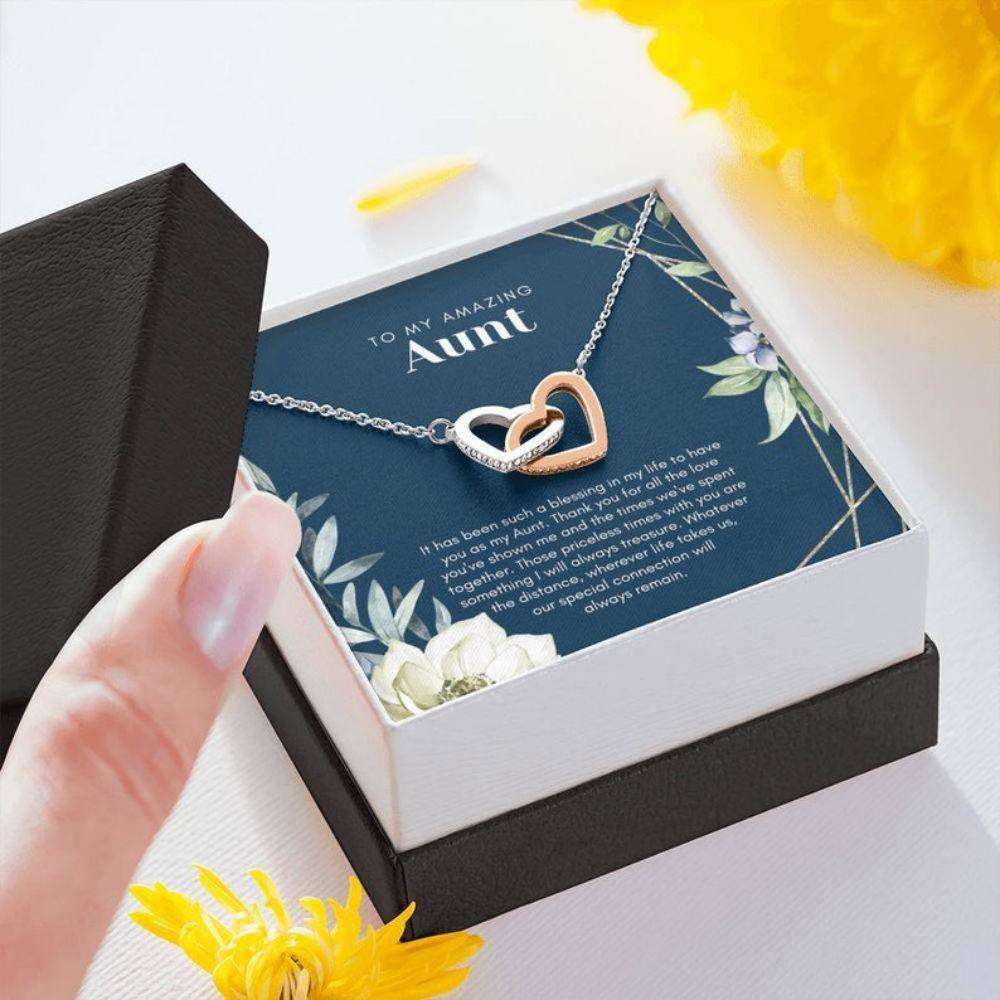 Aunt Necklace, Aunt Gift: Aunt Appreciation Gift, Interlocked Hearts Necklace With Meaningful Card, Auntie Gift Gifts For Godmother/ Godfather Rakva
