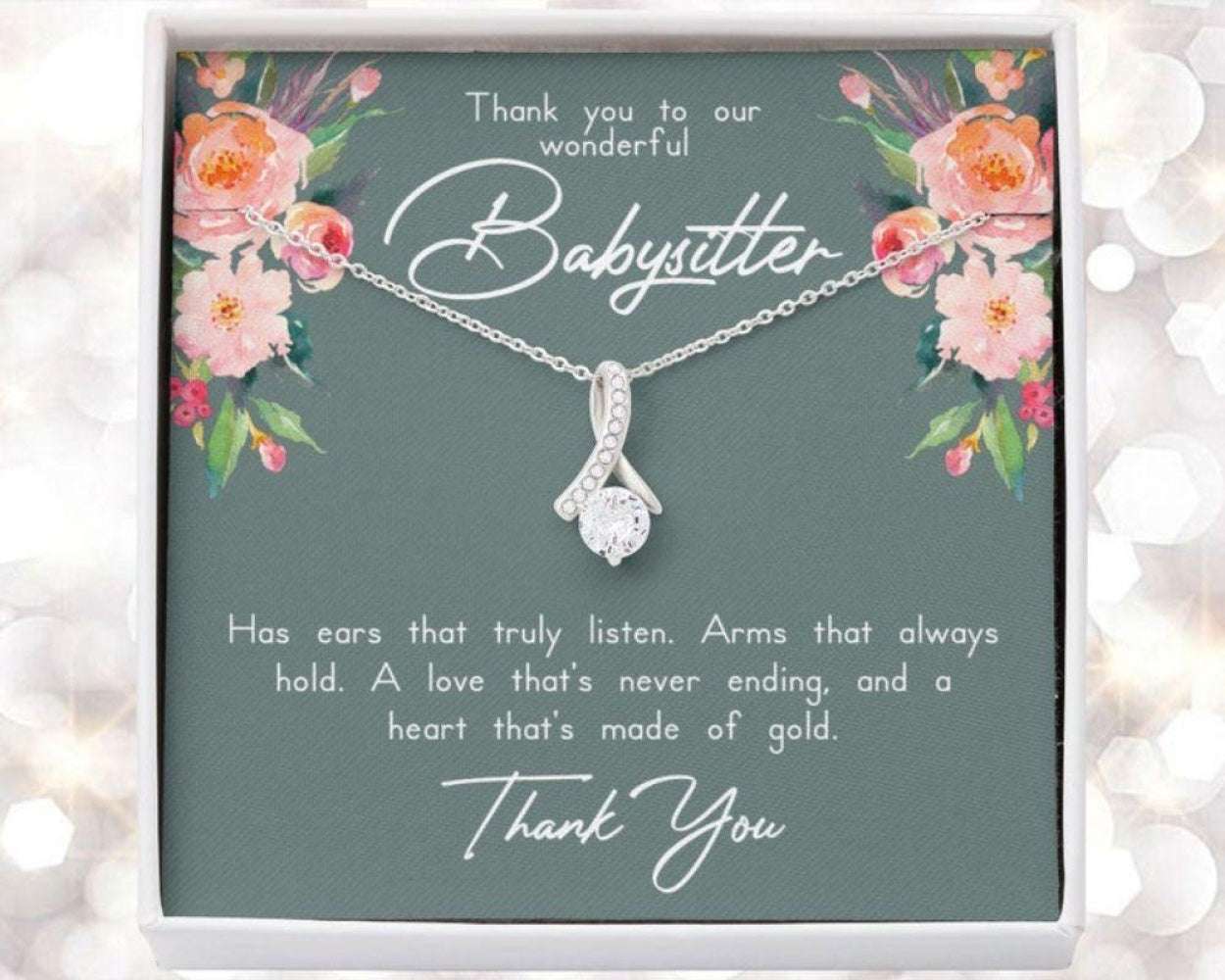 Babysitter Necklace Gifts, Nanny Gifts, Babysitter, Care Taker Thank You Necklace Rakva