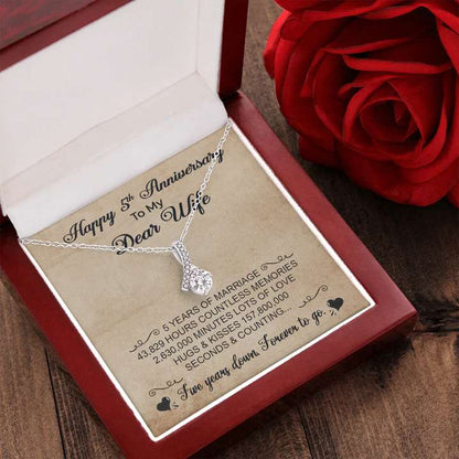 Best 5Th Anniversary Gift For Wife - Pure Silver Pendant With Message Card For Karwa Chauth Rakva
