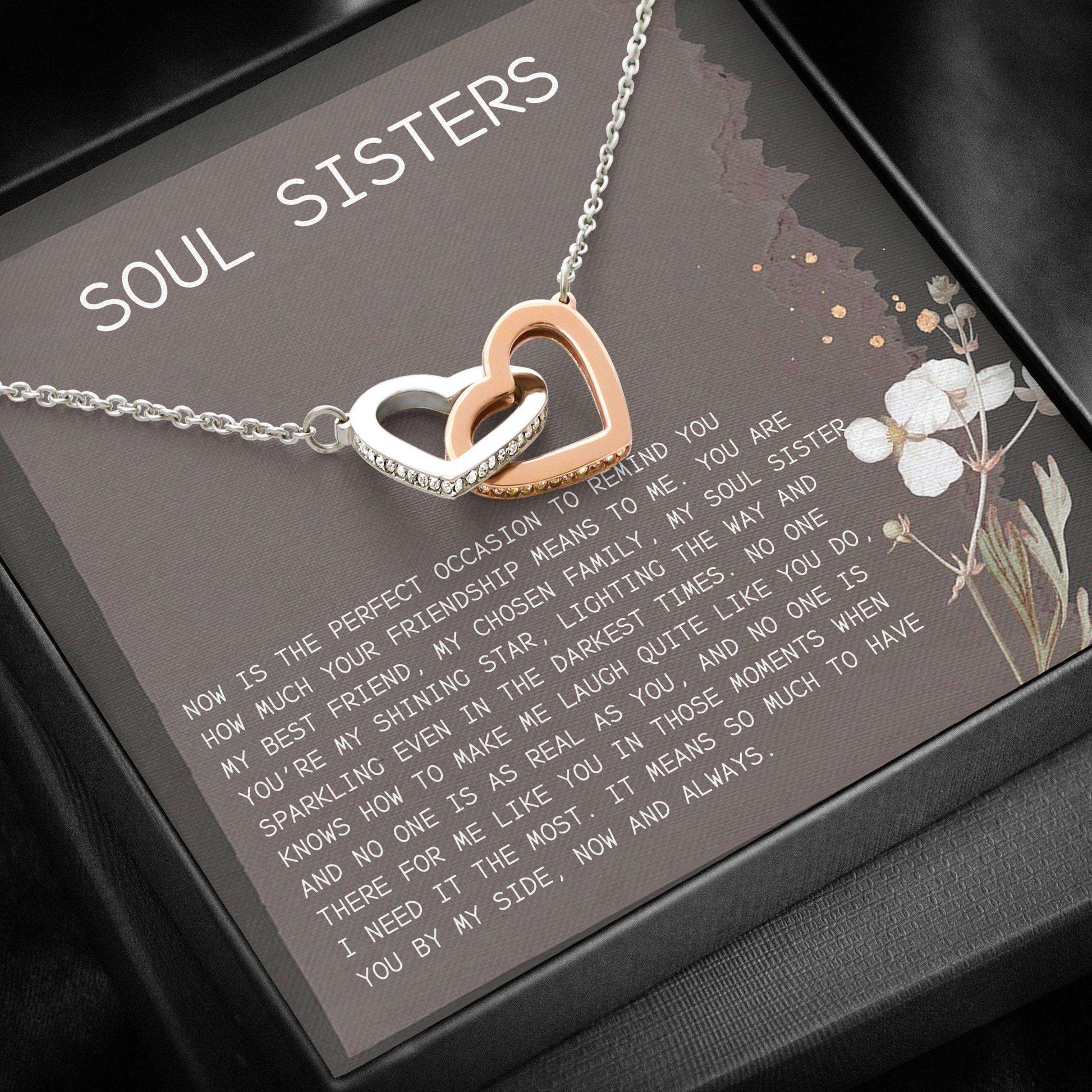 Best Friend Necklace, Soul Sisters Necklace “ Interlocking Hearts Necklace Gifts For Friend Rakva