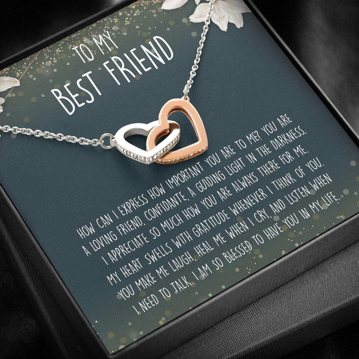 Best Friend Necklace, To My Best Friend “ Interlocking Hearts Necklace Gifts For Friend Rakva