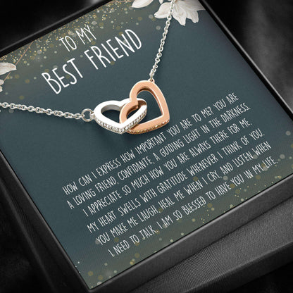 Best Friend Necklace, To My Best Friend “ Interlocking Hearts Necklace Gifts For Friend Rakva