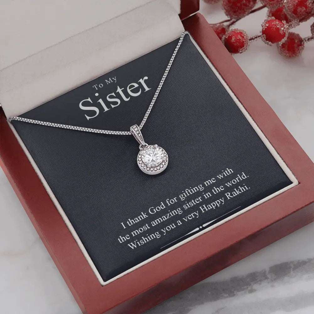 Best Rakhi Gift Idea For Sister - Pure Silver Pendant And Message Card Gift Box Gifts for Sister Rakva