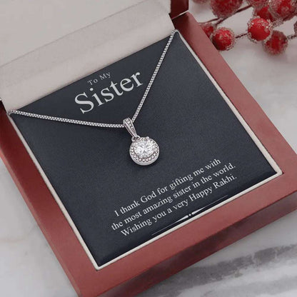 Best Rakhi Gift Idea For Sister - Pure Silver Pendant And Message Card Gift Box Gifts for Sister Rakva