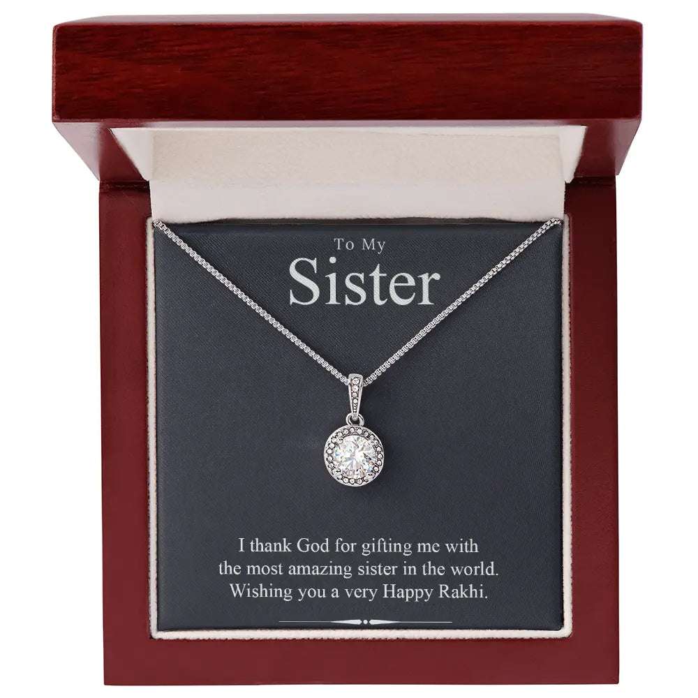 Best Rakhi Gift Idea For Sister - Pure Silver Pendant And Message Card Gift Box Gifts for Sister Rakva