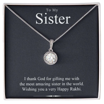 Best Rakhi Gift Idea For Sister - Pure Silver Pendant And Message Card Gift Box Gifts for Sister Rakva