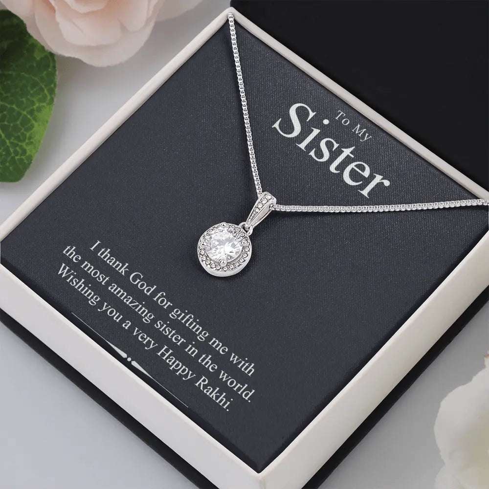 Best Rakhi Gift Idea For Sister - Pure Silver Pendant And Message Card Gift Box Gifts for Sister Rakva