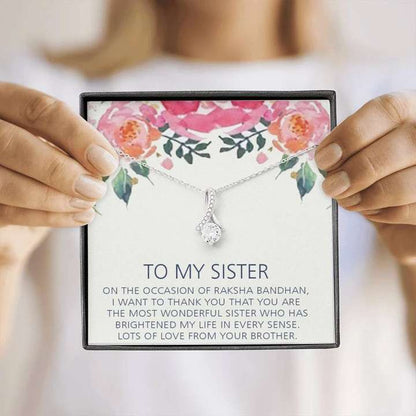 Best Raksha Bandhan Gift To Sister From Brother - Pure Silver Pendant And Message Card Gift Box Gifts for Sister Rakva