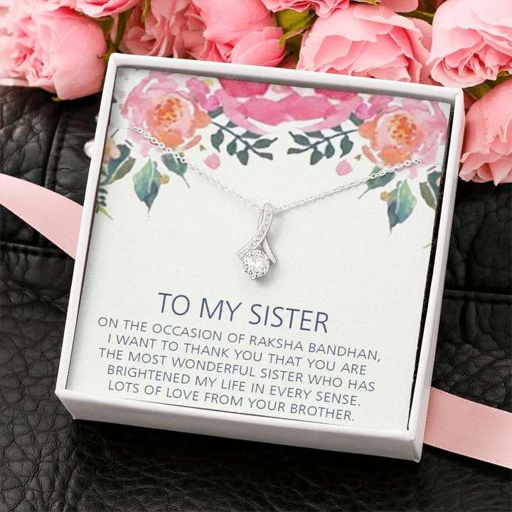 Best Raksha Bandhan Gift To Sister From Brother - Pure Silver Pendant And Message Card Gift Box Gifts for Sister Rakva