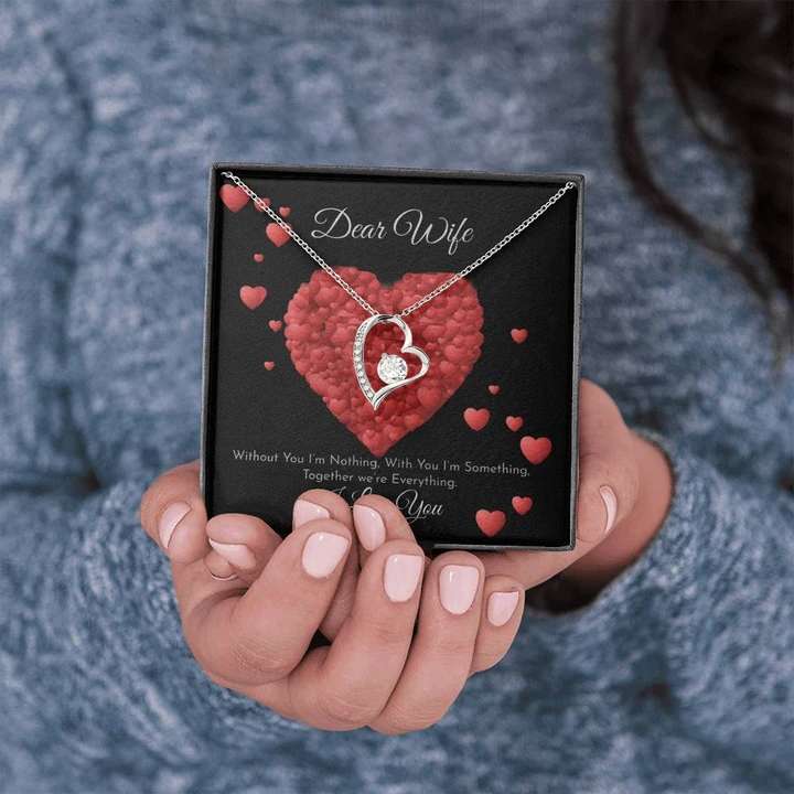 Best Unique Gift For Wife - Pure Silver Pendant & Message Card | Combo Gift Box For Karwa Chauth Rakva