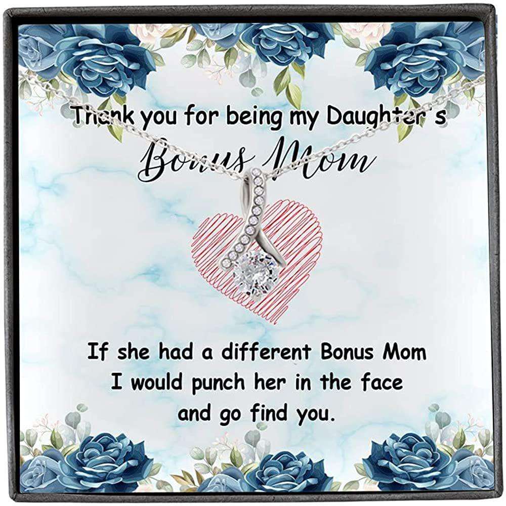 Bonus Mom Necklace, To Bonus Mom Necklace Gift, Thank You For Being My Daughter’S, Step Mom Necklace Gifts For Daughter Rakva