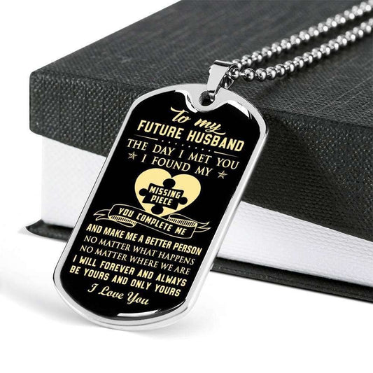 Boyfriend Dog Tag, Custom Dog Tag Military Chain Necklace Giving Future Husband You Complete Me Dog Tag Gifts For Boyfriend Rakva