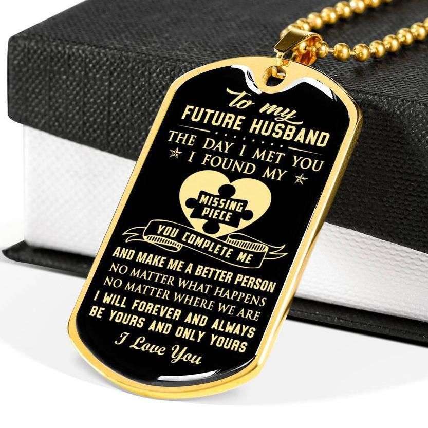 Boyfriend Dog Tag, Custom Dog Tag Military Chain Necklace Giving Future Husband You Complete Me Dog Tag Gifts For Boyfriend Rakva
