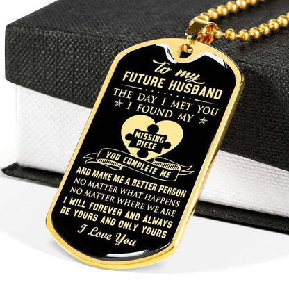 Boyfriend Dog Tag, Custom Dog Tag Military Chain Necklace Giving Future Husband You Complete Me Dog Tag Gifts For Boyfriend Rakva