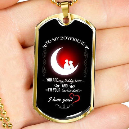 Boyfriend Dog Tag, Custom Picture To My Boyfriend You Are My Teddy Bear Dog Tag Military Chain Necklace Gift For Him Gifts For Boyfriend Rakva