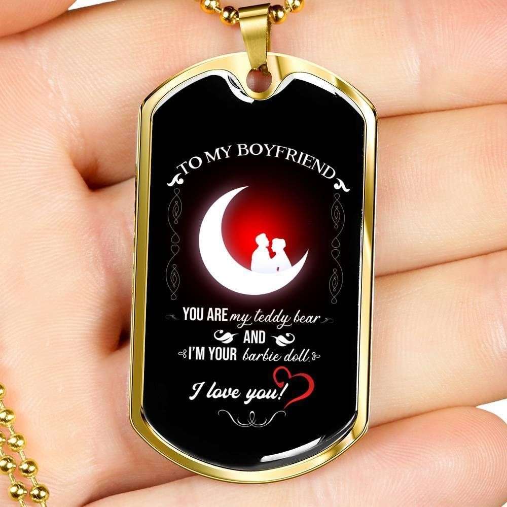 Boyfriend Dog Tag, To My Boyfriend You Are My Teddy Bear Dog Tag Military Chain Necklace Gift For Him Gifts For Boyfriend Rakva