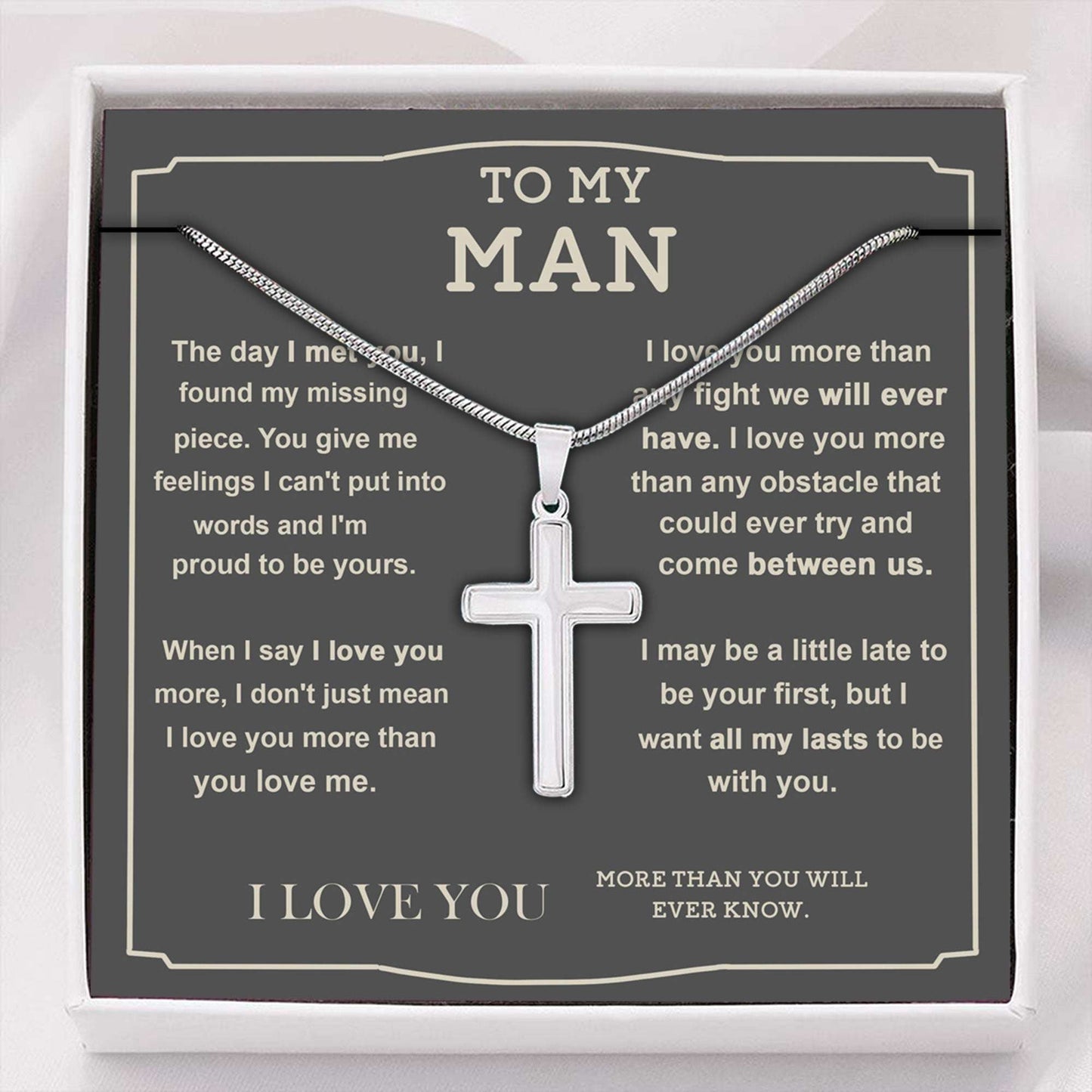 Boyfriend Necklace, Husband Necklace, To My Man Cross Necklace, Gift For Husband, Boyfriend, Husband Necklace From Wife Gifts For Boyfriend Rakva